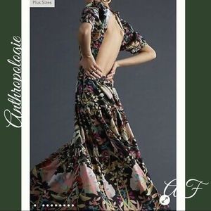 ANTHROPOLOGIE BY CONDTIONS APPLY FLORAL OPEN BACK MAXI DRESS NEW NWT 1X